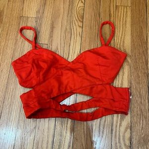 RED GOING OUT CROP TOP